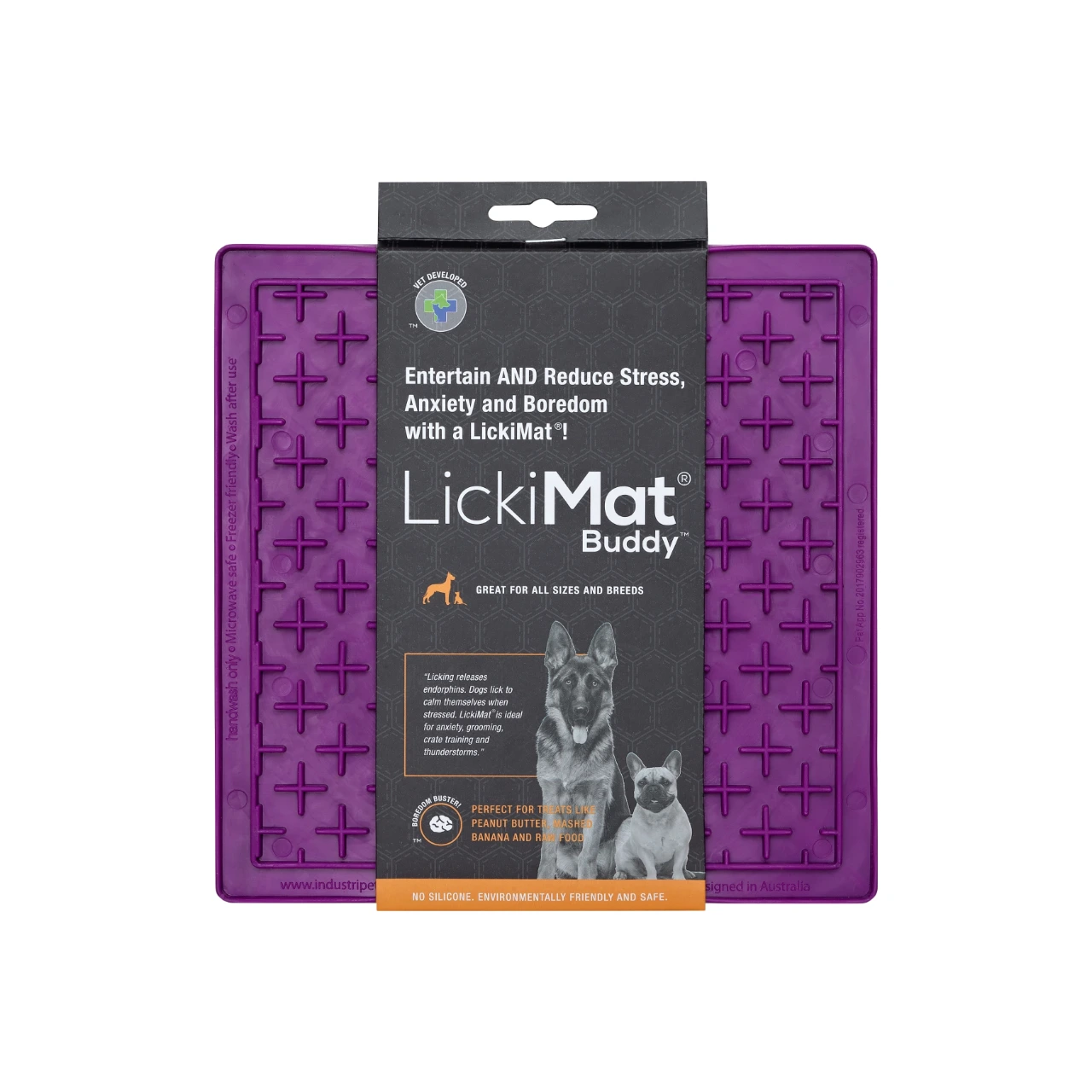 LickiMat Slikkemåtte 20 x 20 cm Orange - aktiveringsmåtte til hunde